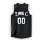 Custom Name Number Basketball Jersey - Personalized Round Neck Black White Team Apparel Personalized Black White Round Neck