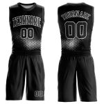 Personalized Black White Basketball Jersey Suit - Round Neck Sublimation Design 2 Personalized Black White Round Neck Sublimation