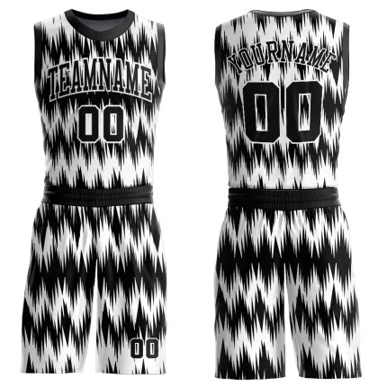 Personalized Basketball Jersey Sublimation Suit Black White Round Neck Personalized Black White Round Neck Sublimation Basketball