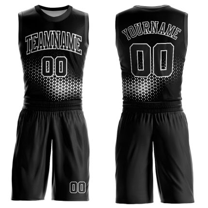Custom Name and Number Basketball Jersey - Personalized Black and White Round Neck Sublimation Suit Personalized Black White