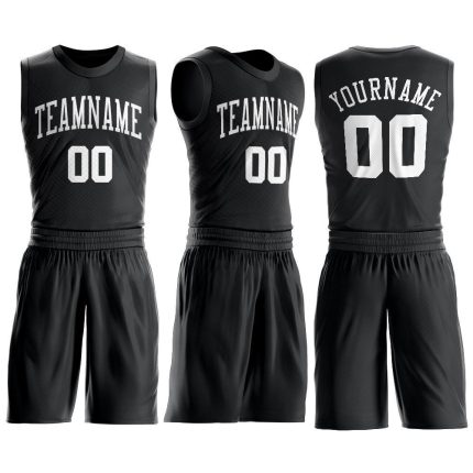 Personalized Black and White Basketball Jersey for Men - Round Neck Suit 2 Personalized Black White Round Neck Suit Basketball