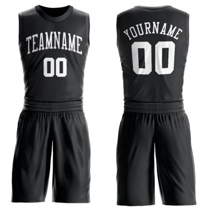 Personalized Black and White Basketball Jersey for Men - Round Neck Suit 2 Personalized Black White Round Neck Suit Basketball