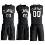 Personalized Basketball Jersey - Black and White Round Neck Suit Design Personalized Black White Round Neck Suit Basketball