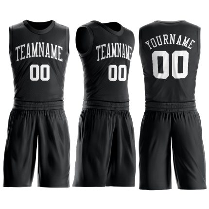 Personalized Basketball Jersey - Black and White Round Neck Suit Design Personalized Black White Round Neck Suit Basketball