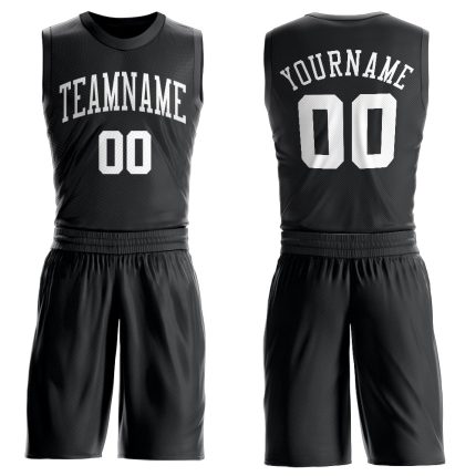Personalized Basketball Jersey - Black and White Round Neck Suit Design Personalized Black White Round Neck Suit Basketball