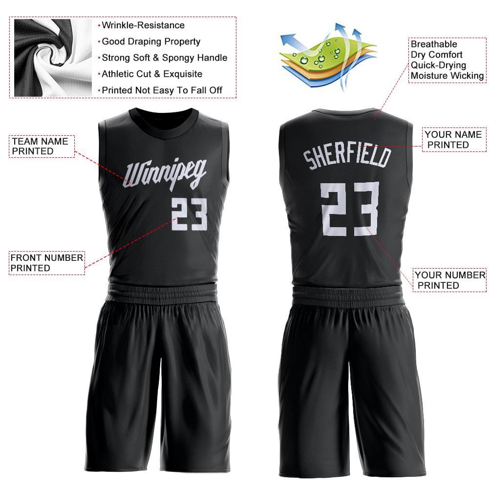 Personalized Basketball Jersey for Men - Black White Round Neck Suit Design Personalized Black White Round Neck Suit Basketball - Image 4