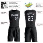 Custom Basketball Jersey with Personalized Name and Number - Black White Round Neck Suit Personalized Black White Round Neck