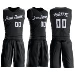 Custom Basketball Jersey with Personalized Name and Number - Black White Round Neck Suit Personalized Black White Round Neck