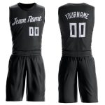 Custom Basketball Jersey with Personalized Name and Number - Black White Round Neck Suit Personalized Black White Round Neck