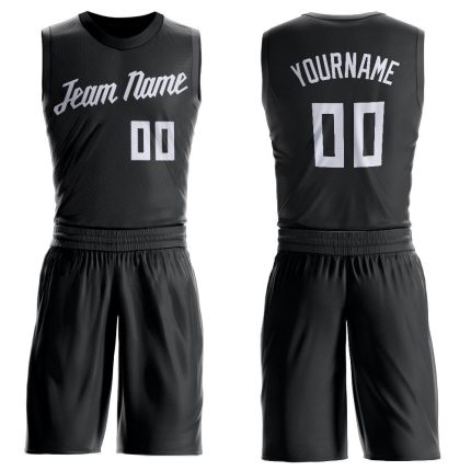 Personalized Basketball Jersey for Men - Black White Round Neck Suit Design Personalized Black White Round Neck Suit Basketball