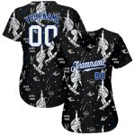 Personalized 3D Astronaut Baseball Jersey in Black and White-Royal Colors Personalized Black White-Royal 3D Astronaut Baseball