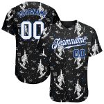 Personalized 3D Astronaut Baseball Jersey in Black and White-Royal Colors Personalized Black White-Royal 3D Astronaut Baseball