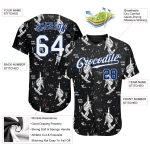 Custom Name and Number 3D Astronaut Pattern Baseball Jersey - Personalized Black White-Royal Team Apparel Personalized Black