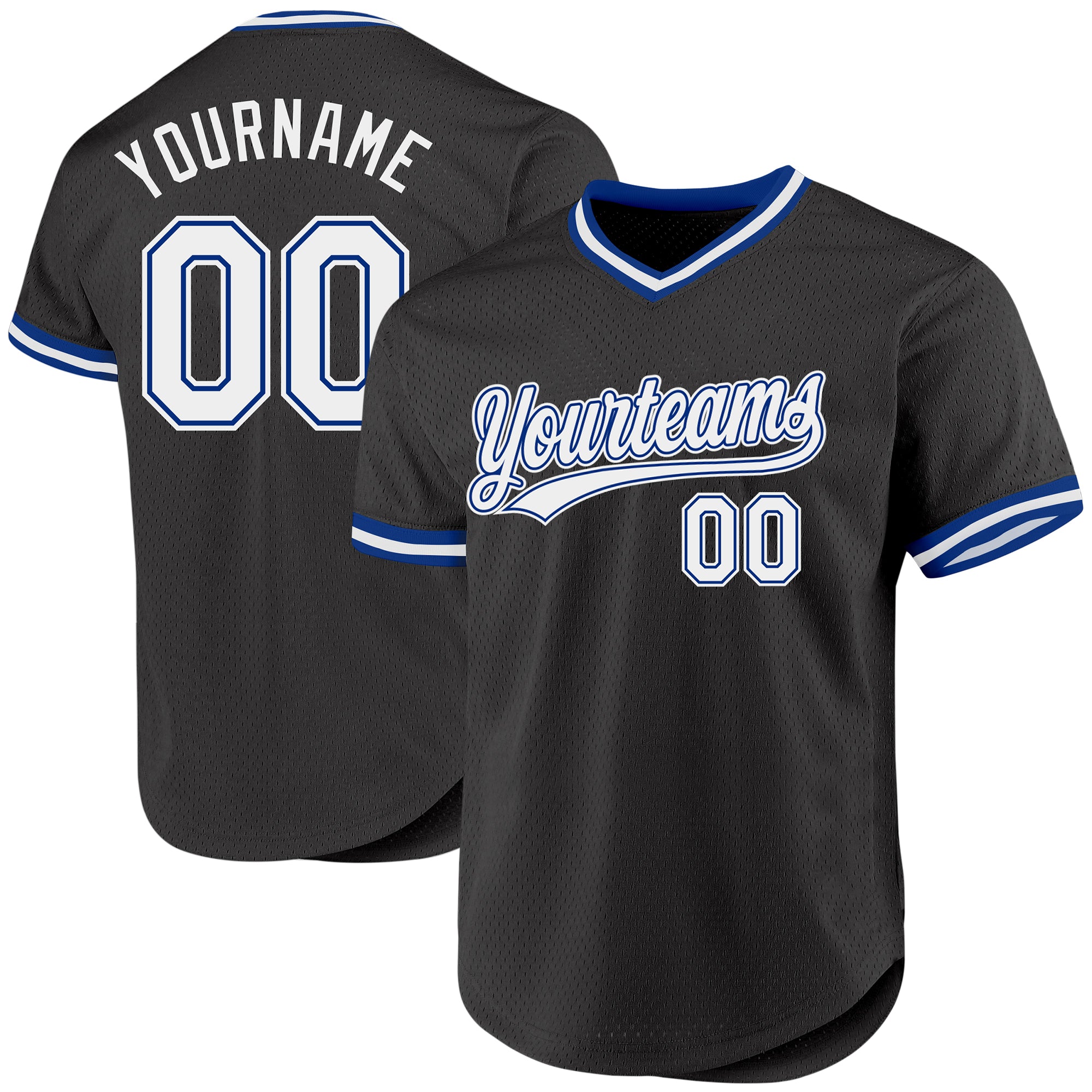 Custom Black White-Royal Baseball Jersey with Personalized Name & Number - Authentic Throwback Team Design Personalized Black
