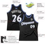 Personalized Authentic Black White-Royal Throwback Basketball Jersey Personalized Black White-Royal Authentic Throwback Basketball