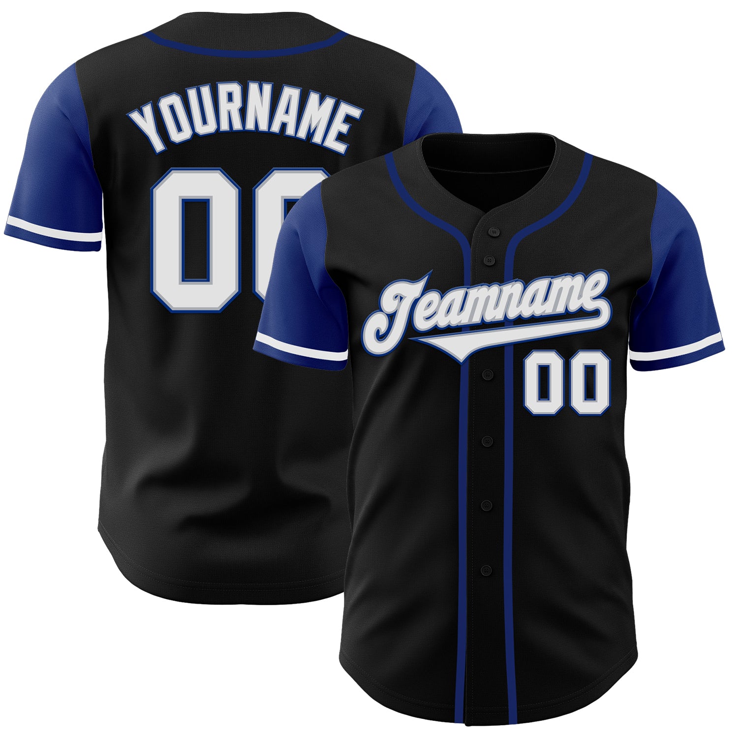 Custom Two Tone Baseball Jersey - Personalized Black White-Royal Team Jersey with Name and Number Personalized Black White-Royal