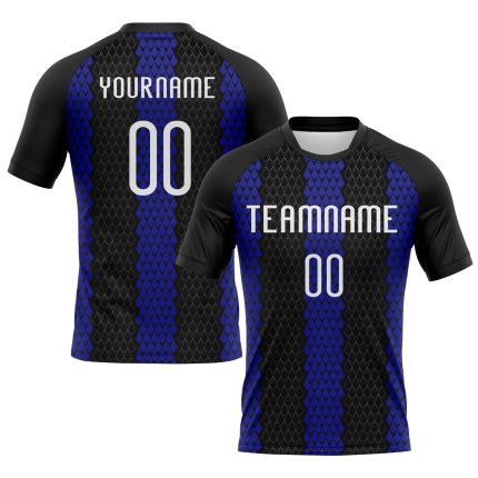 Custom Name Number Geometric Sublimation Volleyball Uniform Jersey - Personalized Black White-Royal Design Personalized Black