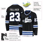 Custom Team Hockey Jersey Personalized with Name and Number, Black and White-Royal Design Personalized Black White-Royal