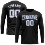 Custom Name and Number Long Sleeve Performance T-Shirt - Personalized Black White-Royal Team Apparel Personalized Black White-Royal