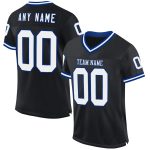 Personalized Black White Royal Mesh Football Jersey - Authentic Throwback Style Personalized Black White-Royal Mesh Authentic