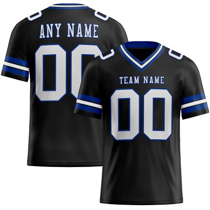 Custom Black and White Royal Mesh Football Jersey - Personalized Team Apparel Personalized Black White-Royal Mesh Football