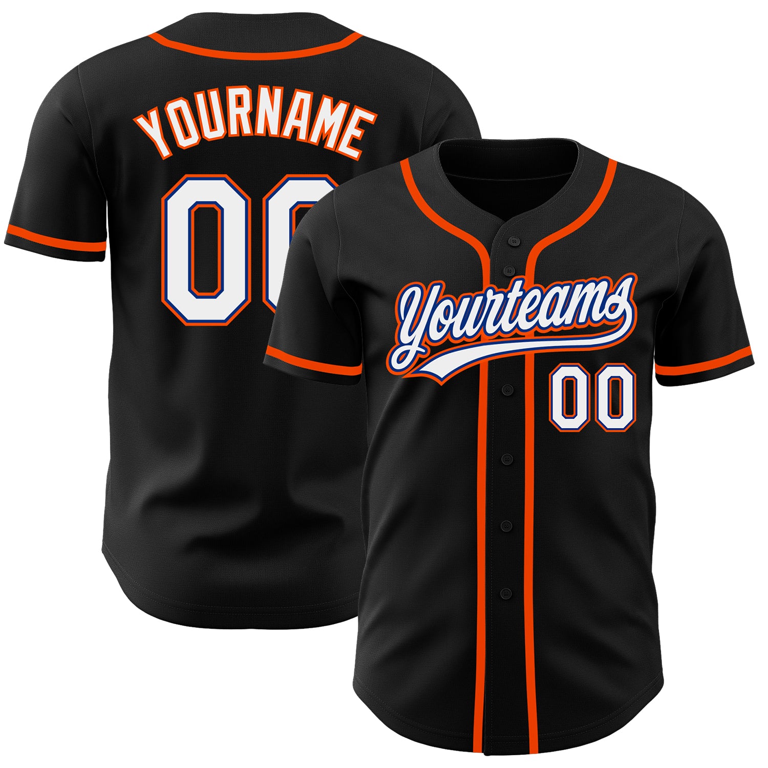 Custom Name Number Black White Orange Baseball Jersey - Personalized Authentic Team Jersey Personalized Black White Royal-Orange