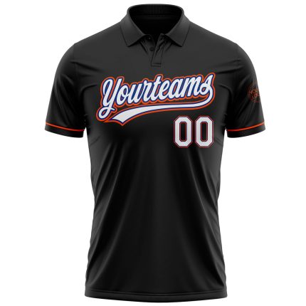 Personalized Performance Vapor Golf Polo Shirt in Black, White, and Royal Orange Personalized Black White Royal-Orange Performance