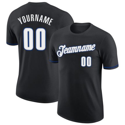 Personalized Performance T-Shirt in Black White-Royal - Customizable Sportswear Personalized Black White-Royal Performance