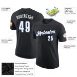 Custom Name and Number Performance T-Shirt in Black and White-Royal - Personalized Team Apparel Personalized Black White-Royal