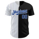 Custom Name Number Personalized Black White-Royal Pinstripe Baseball Jersey Authentic Split Fashion Team Personalized Black