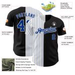 Custom Name Number Personalized Black White-Royal Pinstripe Baseball Jersey Authentic Split Fashion Team Personalized Black
