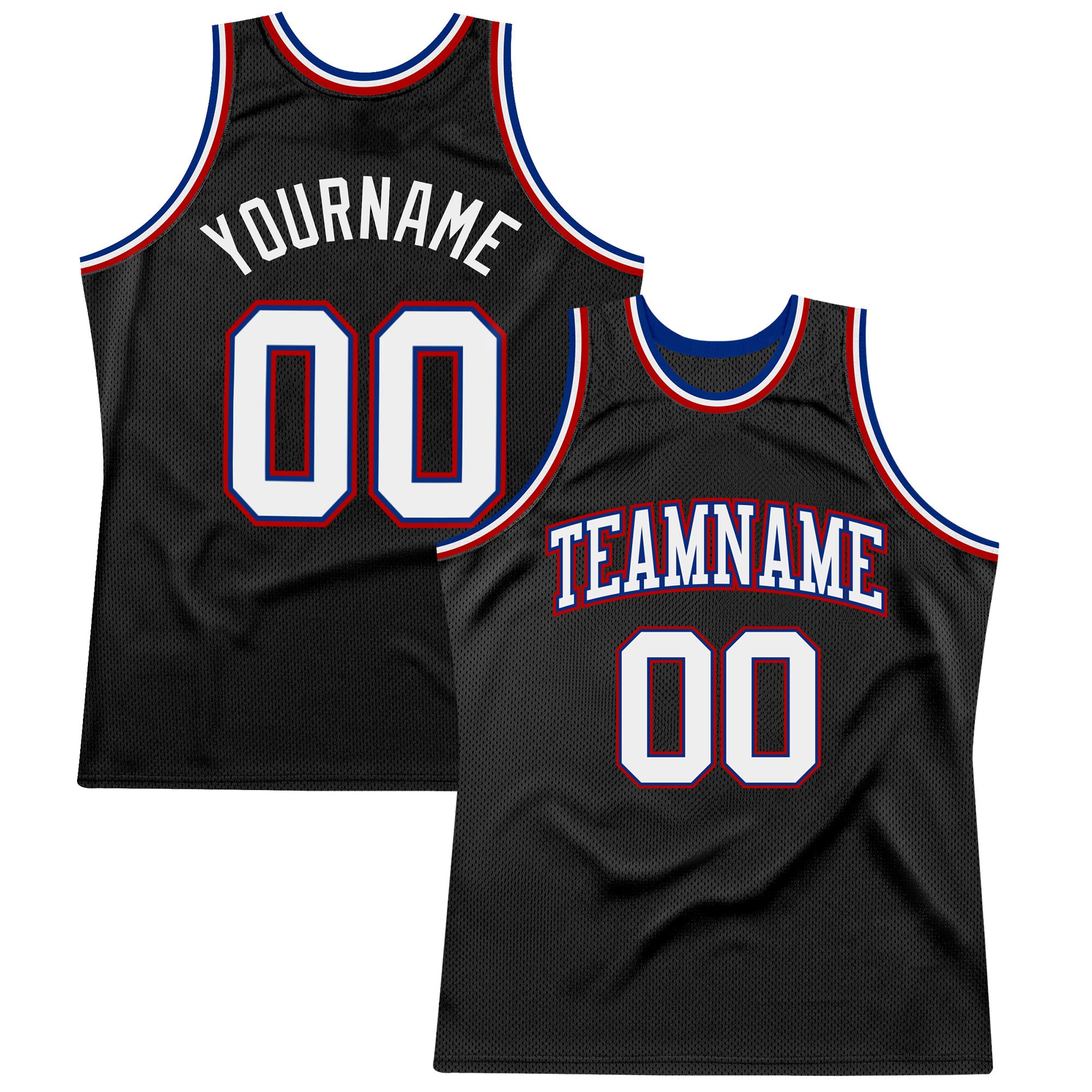 Custom Name Number Black White Red Basketball Jersey Authentic Throwback - Personalized Team Jersey Personalized Black White
