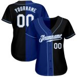 Personalized Black and White Royal Split Fashion Baseball Jersey for Men and Women Personalized Black White-Royal Split Fashion