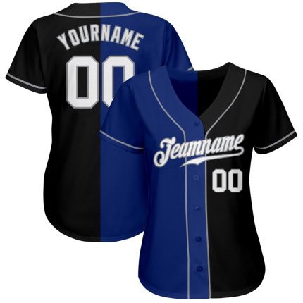 Personalized Split Design Black White-Royal Baseball Jersey for Men and Women Personalized Black White-Royal Split Fashion
