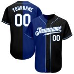 Personalized Black and White Royal Split Fashion Baseball Jersey for Men and Women Personalized Black White-Royal Split Fashion