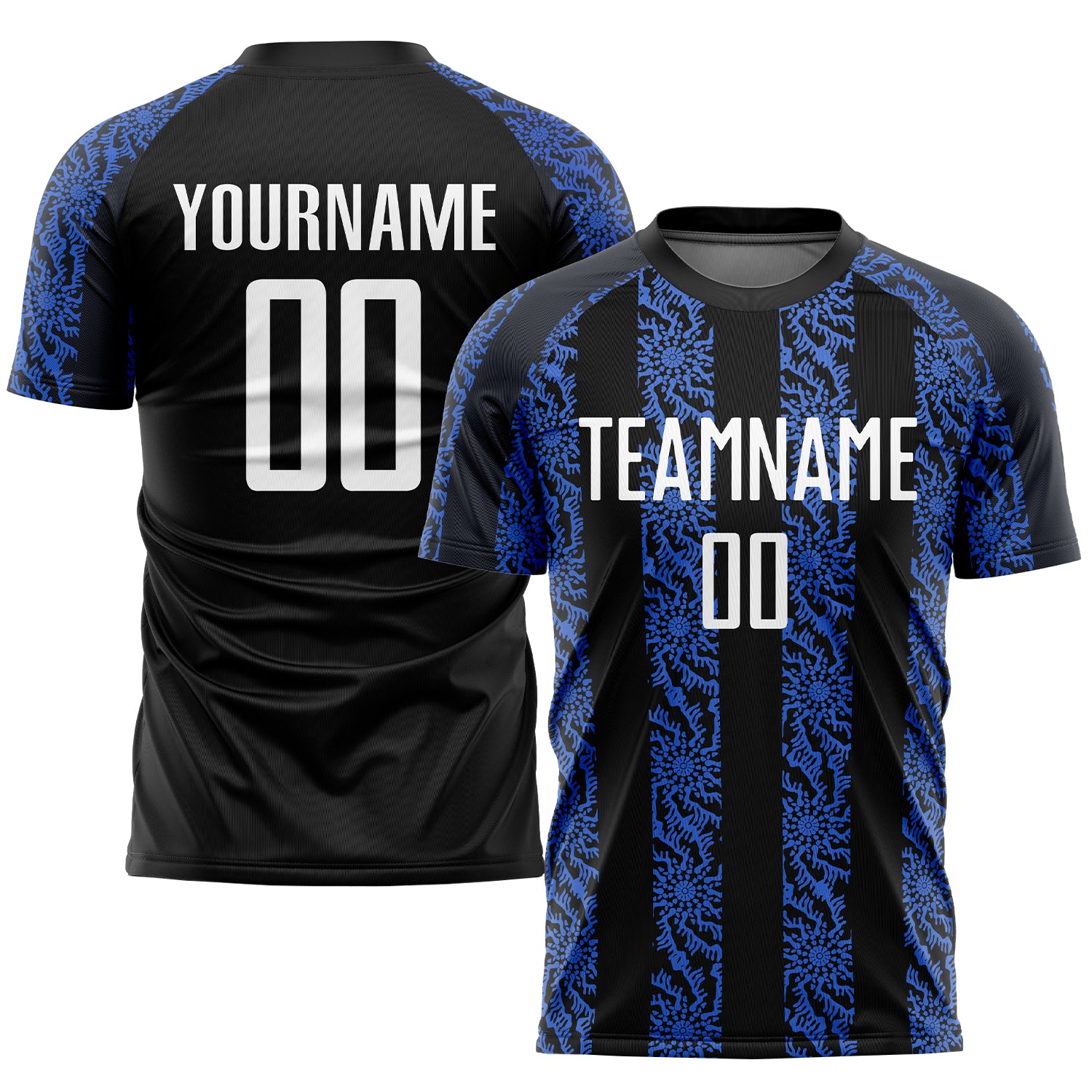 Personalized Soccer Jersey - Black White-Royal Sublimation Uniform Personalized Black White-Royal Sublimation Soccer Uniform