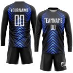 Custom Black White-Royal Sublimation Soccer Jersey Uniform for Kids and Adults Personalized Black White-Royal Sublimation