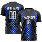 Custom Black White-Royal Sublimation Soccer Jersey Uniform for Kids and Adults Personalized Black White-Royal Sublimation