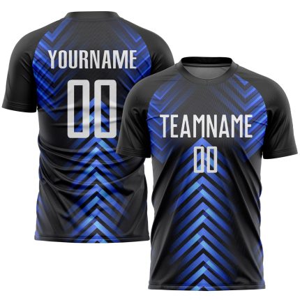 Custom Black White-Royal Sublimation Soccer Jersey Uniform for Kids and Adults Personalized Black White-Royal Sublimation