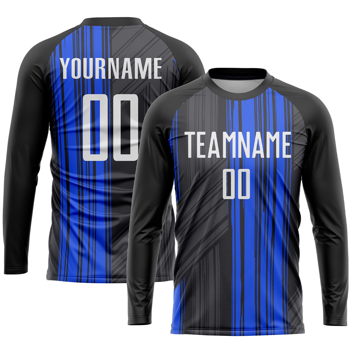 Personalized Black White-Royal Sublimation Soccer Uniform Jersey Personalized Sublimation Soccer Jersey - Black White-Royal Uniform Personalized Black White-Royal Sublimation Soccer Uniform - Image 3