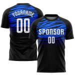 Personalized Soccer Jersey Black White-Royal Sublimation Uniform for Kids 4 Personalized Black White-Royal Sublimation Soccer