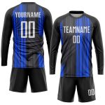 Personalized Sublimation Soccer Jersey - Black White-Royal Uniform Personalized Black White-Royal Sublimation Soccer Uniform