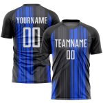 Personalized Sublimation Soccer Jersey - Black White-Royal Uniform Personalized Black White-Royal Sublimation Soccer Uniform