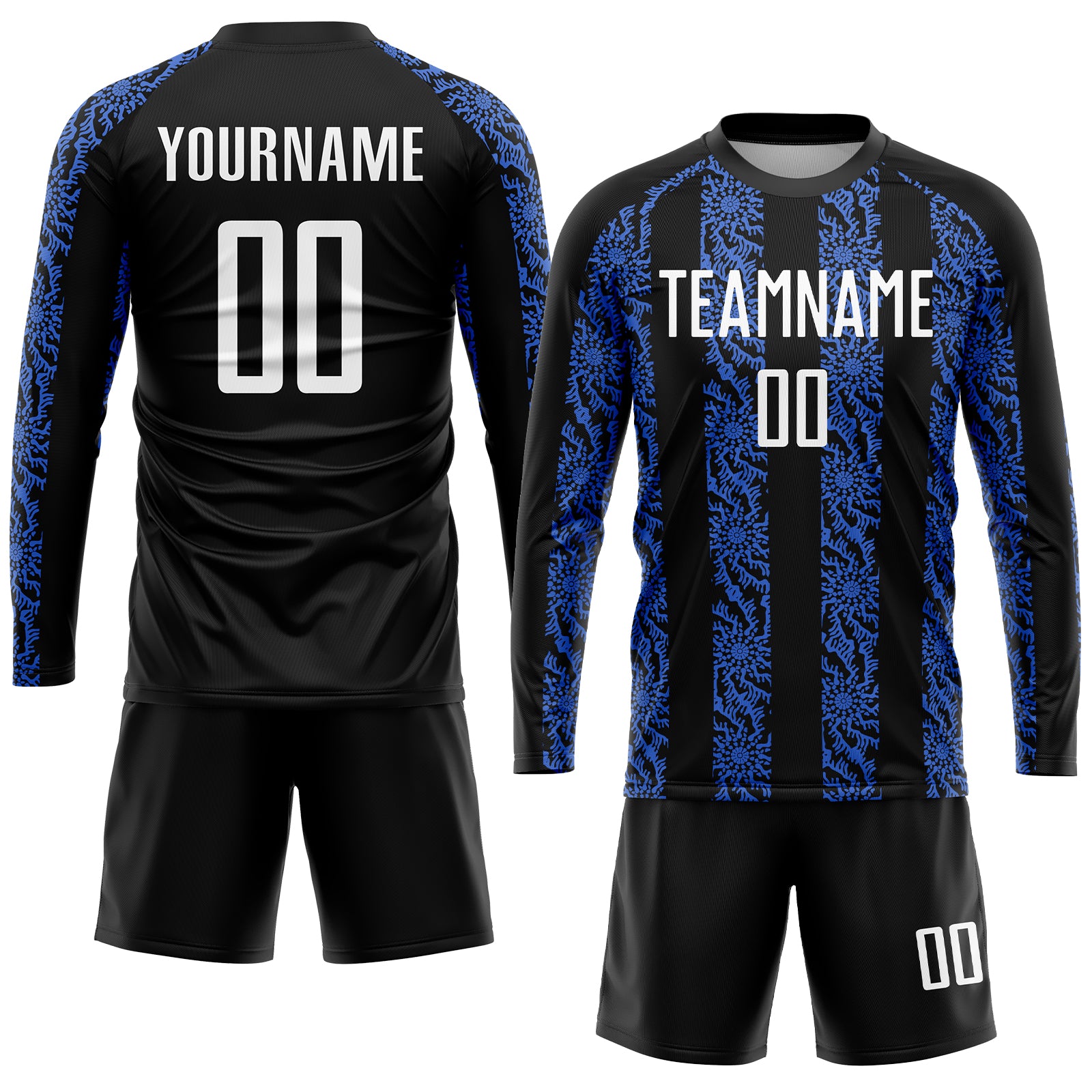 Personalized Black White-Royal Sublimation Soccer Uniform Jersey Team Custom Name and Number Custom Name Number Sublimation Soccer Jersey Team Personalized Black White-Royal Uniform Personalized Black White-Royal Sublimation - Image 4