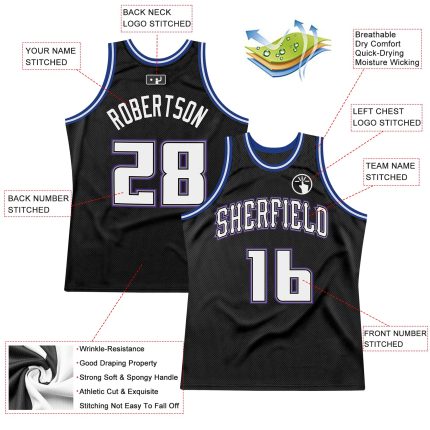 Personalized Throwback Basketball Jersey Black White-Royal Colors for Men Personalized Black White-Royal Throwback Basketball