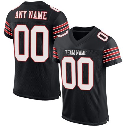 Custom Black White-Scarlet Mesh Football Jersey with Personalized Name and Number - Authentic Team Gear Personalized Black
