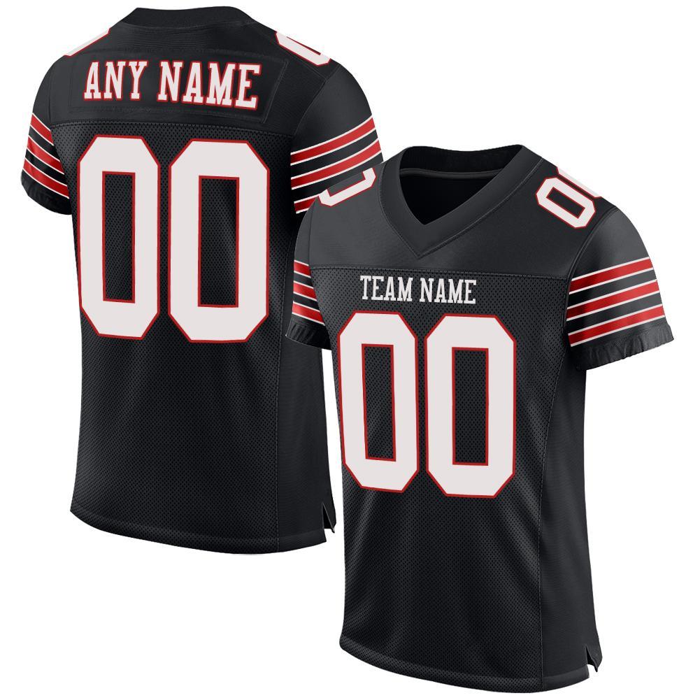 Personalized Black White Scarlet Football Jersey - Custom Mesh Team Jersey Personalized Black White-Scarlet Mesh Football