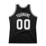 Custom Name Number Personalized Basketball Jersey Black White Silver Authentic Throwback Personalized Black White-Silver