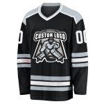 Custom Name and Number Personalized Hockey Jersey - Black White Silver Team Design Personalized Black White-Silver Hockey