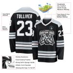 Custom Name and Number Personalized Hockey Jersey - Black White Silver Team Design Personalized Black White-Silver Hockey